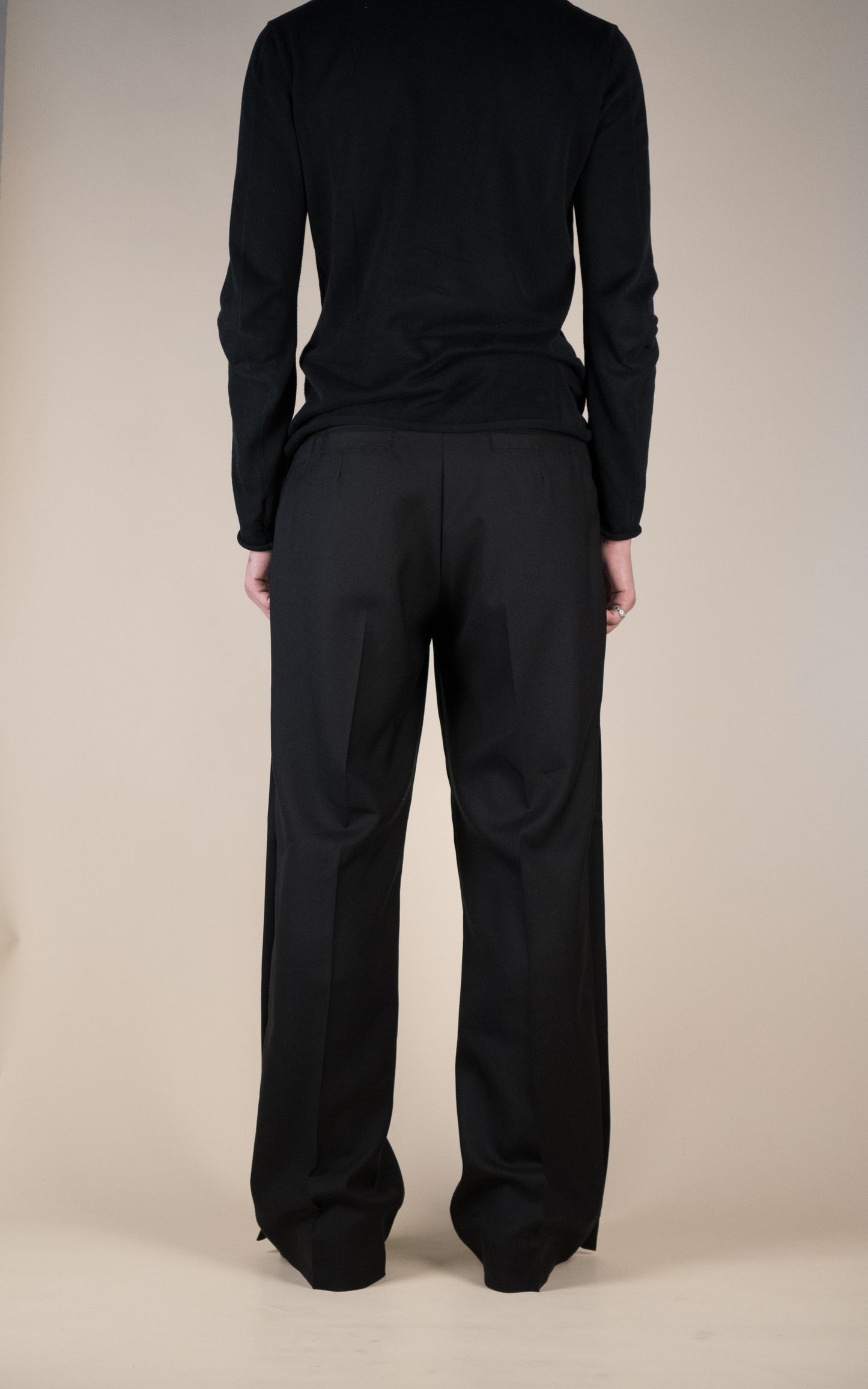 Wool Straight Side-Pleat Trousers