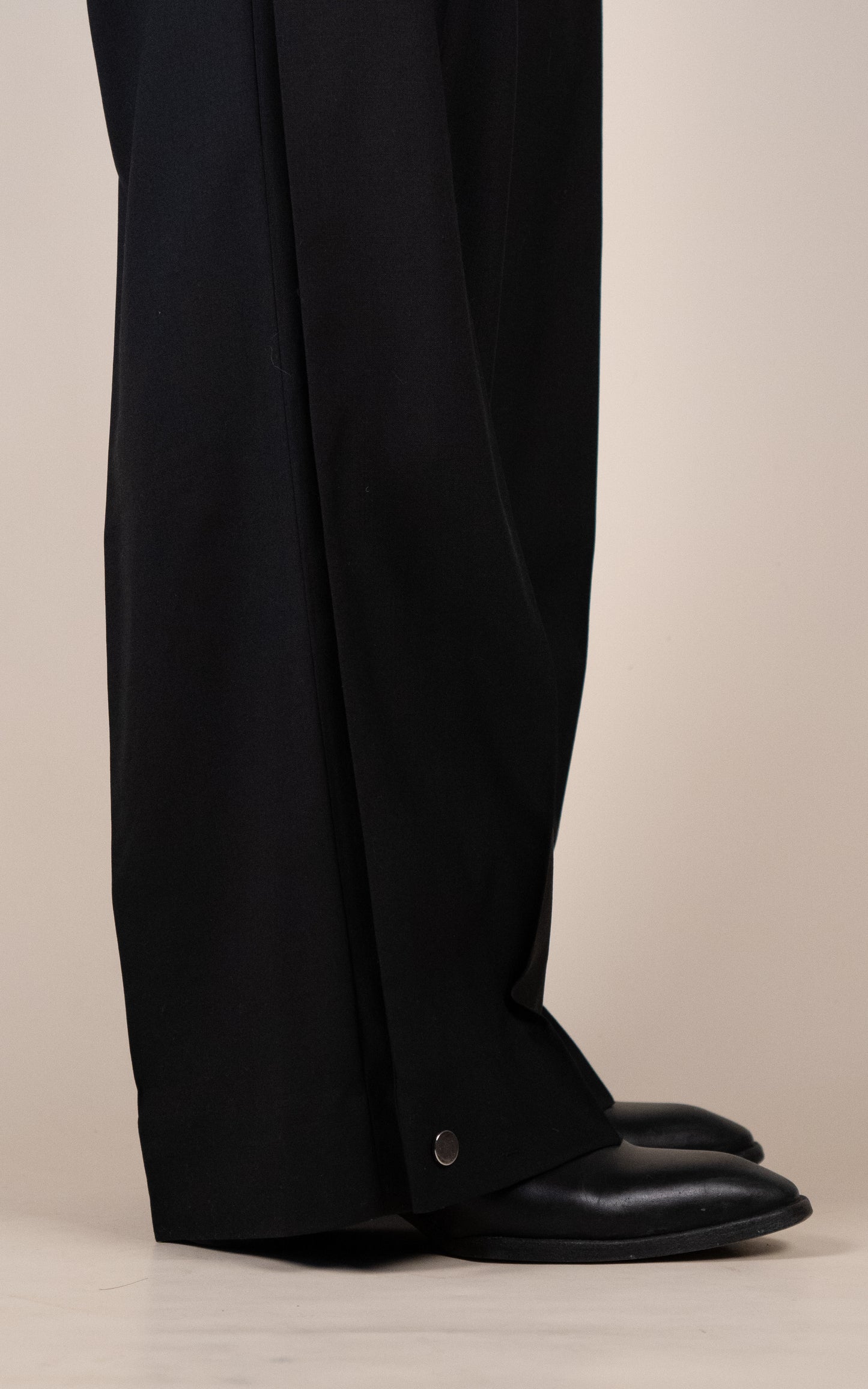 Wool Straight Side-Pleat Trousers