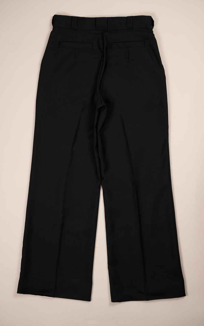 Wool Straight Side-Pleat Trousers