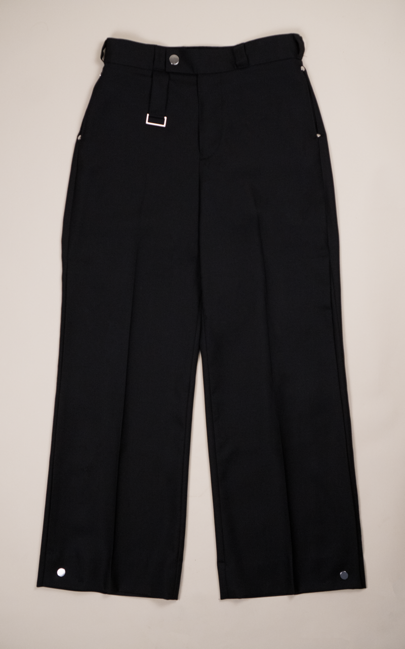 Wool Straight Side-Pleat Trousers