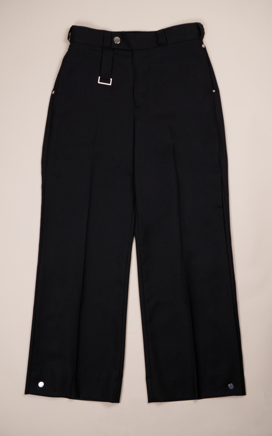 Wool Straight Side-Pleat Trousers